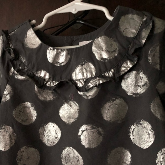 Hanna ANDERSSON gray dressy silver circle long sleeve dress size 5 euro 110 - Picture 5 of 12